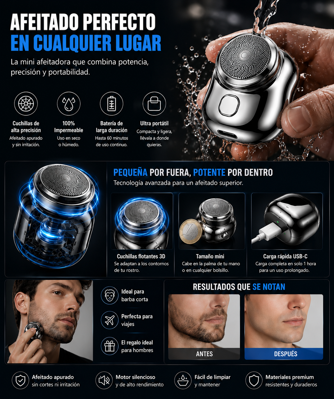 Mini Afeitadora Recargable